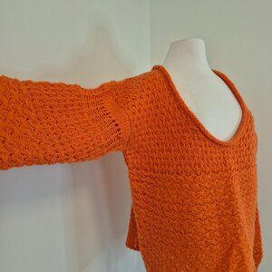 Free People Orange Boho Crochet/Knit (M)